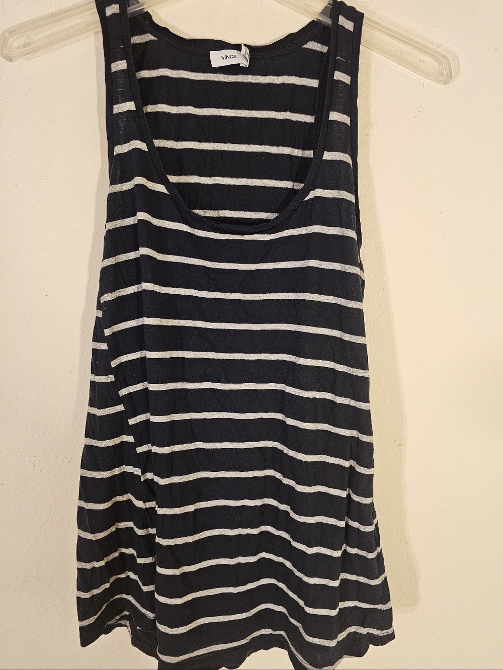 Vince Black and White Striped Tank Top